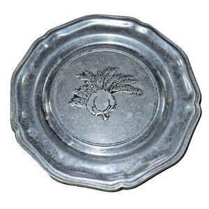 Wilton Pewter Plate 7 In Raised Cotton Bean Wheat Design On Surface Columbia PA